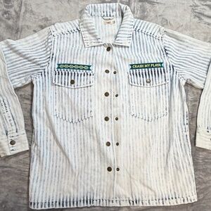 Faherty Blue and White Striped Button Down Shirt